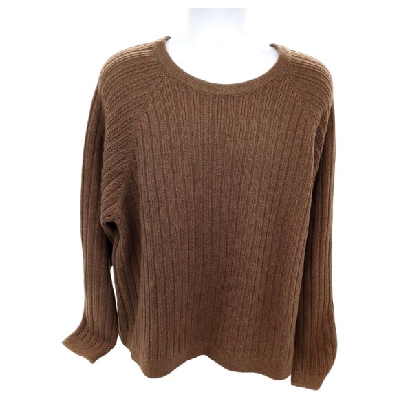 Duluth Trading Sweater Mens Pullover XL Brown Lambs Wool Cable Knit Crewneck - Picture 1 of 12